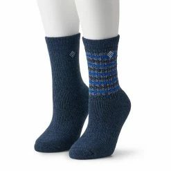 Women's Columbia 2-Pack Textured Wool Thermal Crew Socks Navy