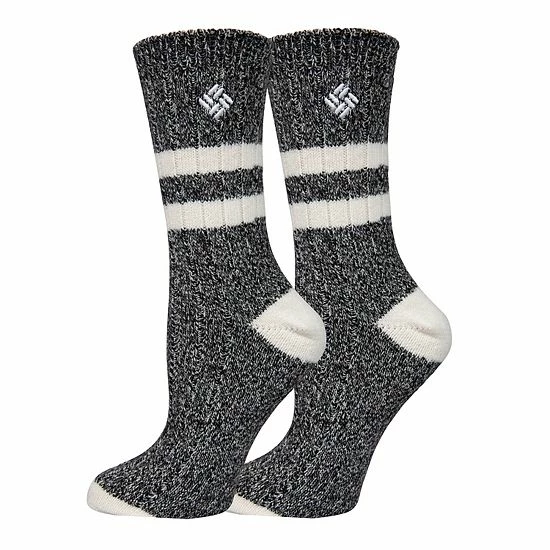 Women's Columbia Lifestyle Classic C Stripe Super Soft MicroPoly Crew Socks Black 4 Women's Columbia Lifestyle Classic C Stripe Super Soft MicroPoly Crew Socks Black - Image 2