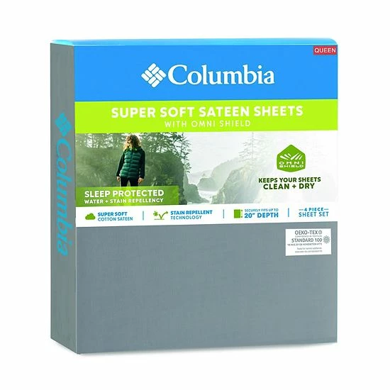 Columbia Super Soft Sateen Sheet Set or Pillowcases with Omni Shield Technology Gray Columbia Super Soft Sateen Sheet Set Or Pillowcases With Omni Shield Technology Gray -Columbia Shop unnamed file 3534