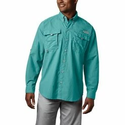 Men's Columbia PFG Bahama II Long Sleeve Woven Shirt Cool Gray -Columbia Shop unnamed file 3552