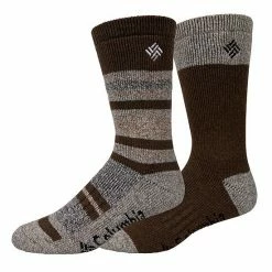 Men's Columbia Lifestyle Repreve Marl Stripe Crew Socks Brown