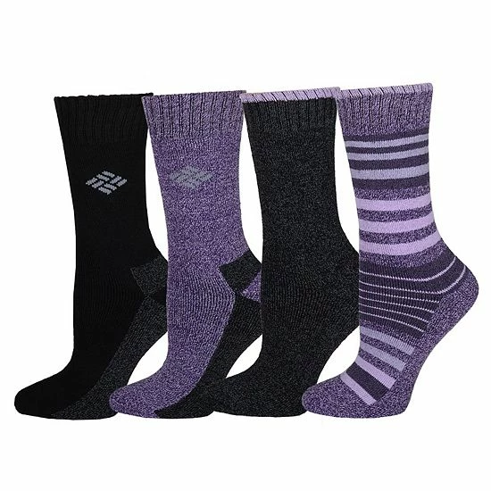 Women's Columbia 4-Pack Stripe Moisture Control Crew Socks Pink 4 Women's Columbia 4-Pack Stripe Moisture Control Crew Socks Pink - Image 2