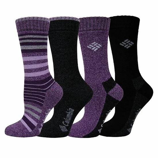 Women's Columbia 4-Pack Stripe Moisture Control Crew Socks Pink 8 Women's Columbia 4-Pack Stripe Moisture Control Crew Socks Pink - Image 6