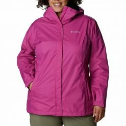 Plus Size Columbia Arcadia II Omni-Tech Hooded Rain Jacket Wild Fuchsia -Columbia Shop unnamed file 4691