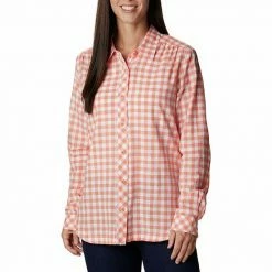 Women's Columbia Camp Henry III Long-Sleeve Cotton Shirt Coral Reef Gingham