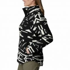 Women's Columbia West Bend Cozy Sherpa Fleece Jacket Chalk Blk Buff Check -Columbia Shop unnamed file 489