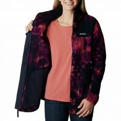 Women's Columbia West Bend Cozy Sherpa Fleece Jacket Chalk Blk Buff Check -Columbia Shop unnamed file 491
