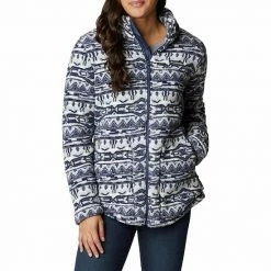 Women's Columbia West Bend Cozy Sherpa Fleece Jacket Chalk Blk Buff Check -Columbia Shop unnamed file 496