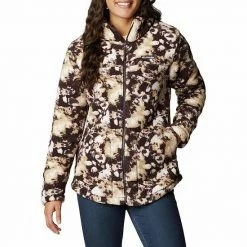 Women's Columbia West Bend Cozy Sherpa Fleece Jacket Chalk Blk Buff Check -Columbia Shop unnamed file 501