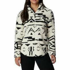Women's Columbia West Bend Cozy Sherpa Fleece Jacket Chalk Blk Buff Check -Columbia Shop unnamed file 504