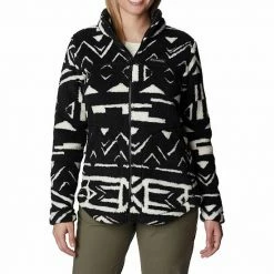 Women's Columbia West Bend Cozy Sherpa Fleece Jacket Chalk Blk Buff Check -Columbia Shop unnamed file 505
