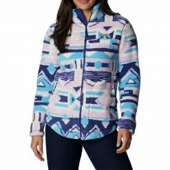 Women's Columbia West Bend Cozy Sherpa Fleece Jacket Chalk Blk Buff Check -Columbia Shop unnamed file 506