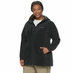 Plus Size Columbia Benton Springs Hooded Fleece Jacket Black Cherry