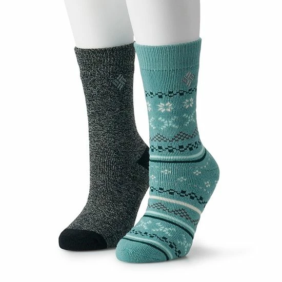 Women's Columbia 2-Pk. Fairisle Thermal Crew Socks Teal 6 Women's Columbia 2-Pk. Fairisle Thermal Crew Socks Teal - Image 4